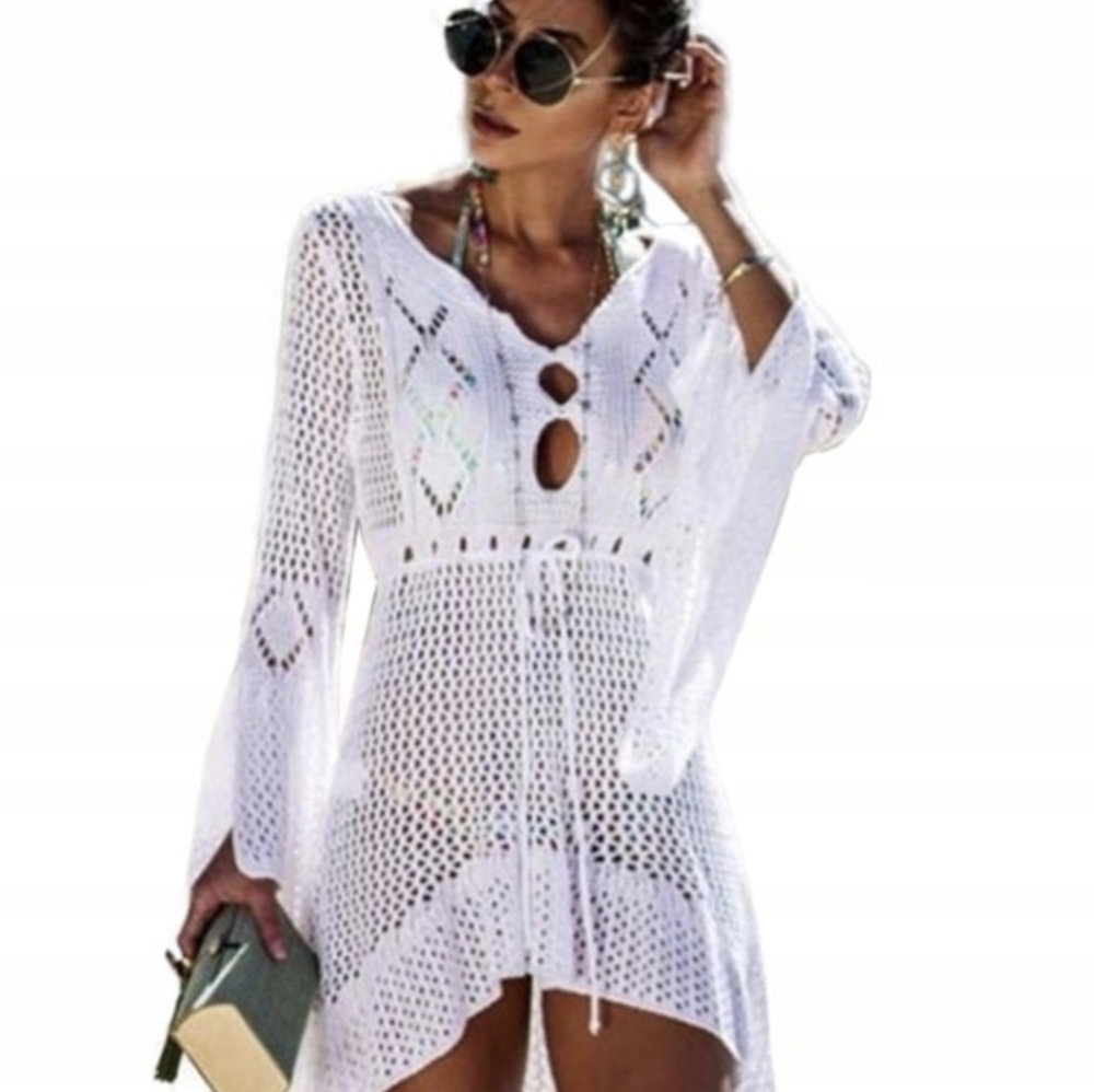 Swimwear Coverup M L Crochet Swim suit  Vacay Outfit Swimming Suit Cover Up - Picture 9 of 11